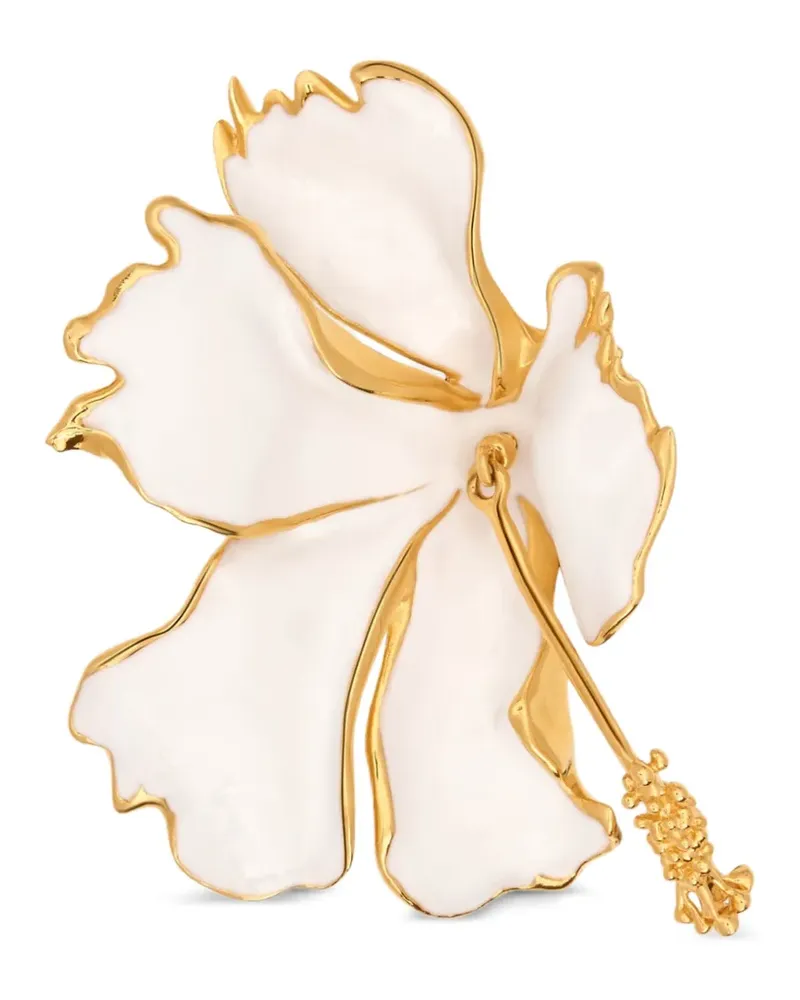 Oscar de la Renta Emaillierte Hibiskusbrosche - Gold Gold