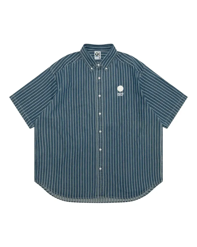 BAPE striped button shirt - Blau Blau