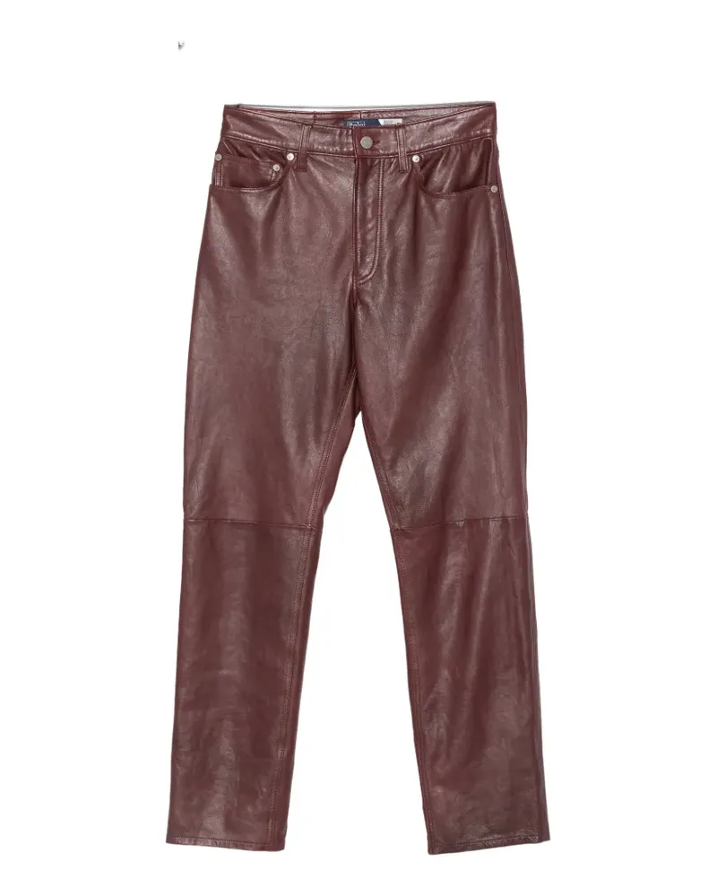 Ralph Lauren leather wide-leg trousers - Rot Rot