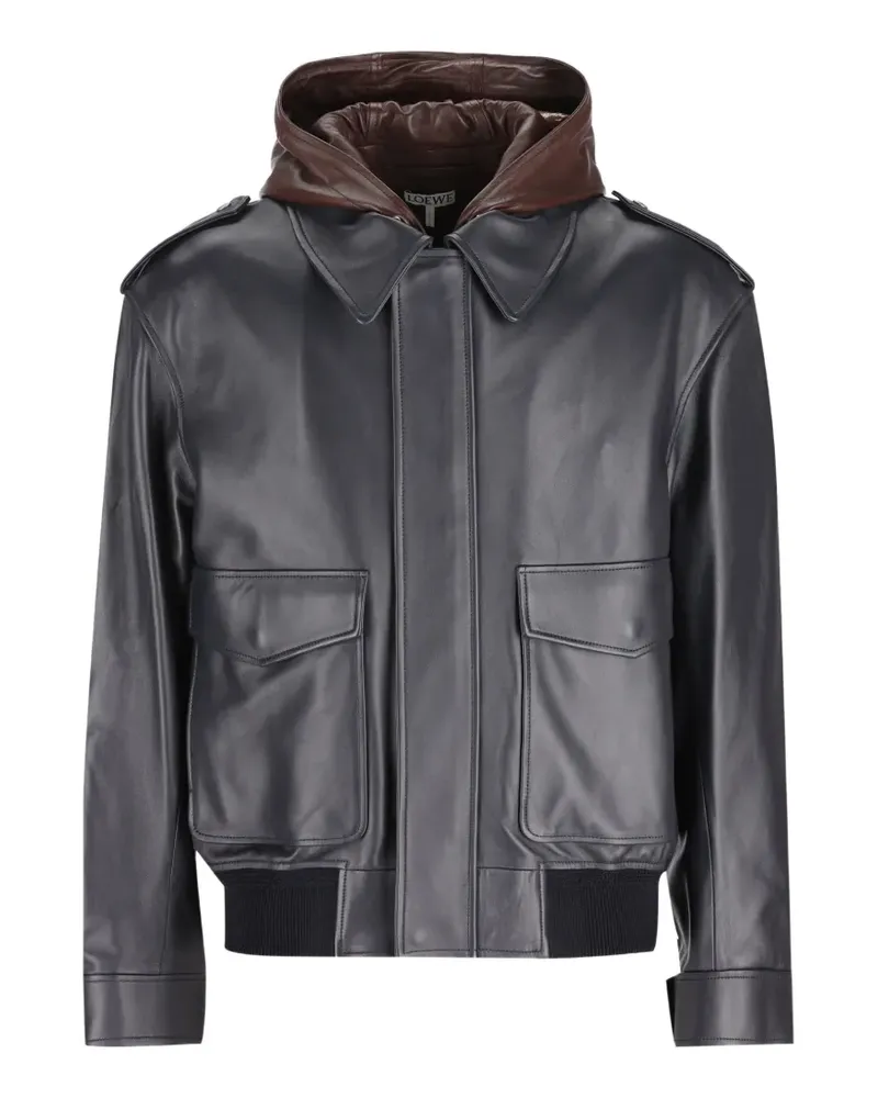 Loewe hooded layered leather jacket - Grau Grau