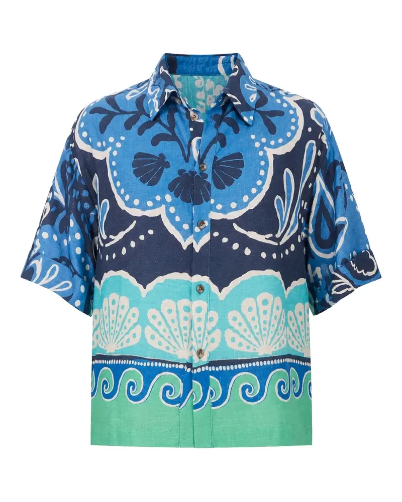 Banana Moon seashell-print short-sleeve shirt - Blau Blau