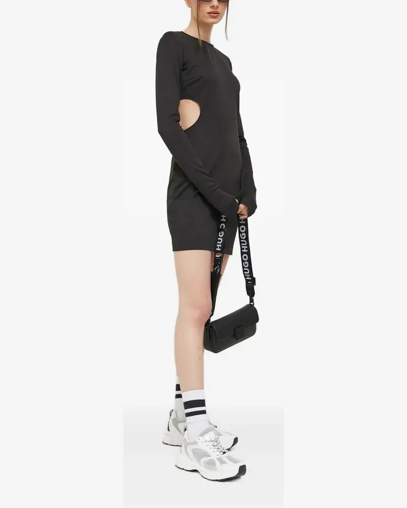 HUGO BOSS Midikleid mit Cut-Outs - Schwarz Schwarz