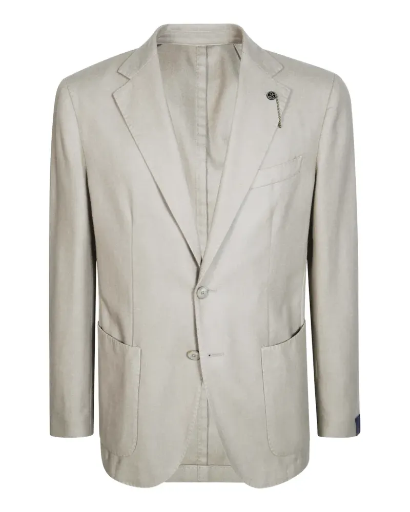 Biagio Santaniello logo-plaque single-breasted blazer - Nude Nude
