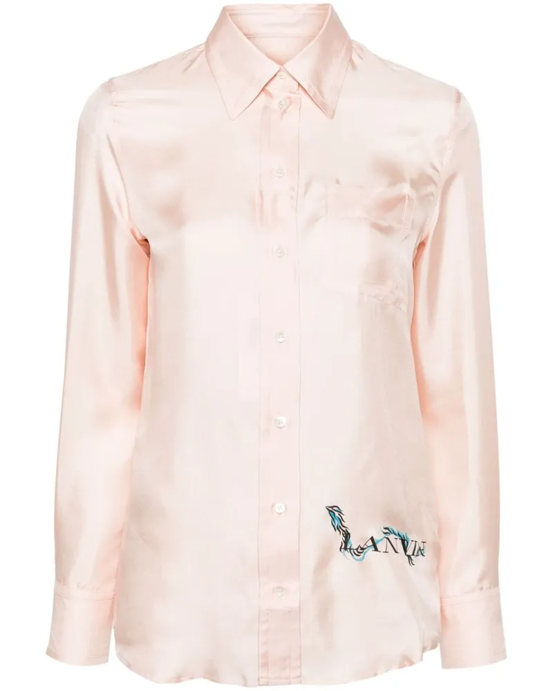 Lanvin Seidenhemd mit Logo-Print - Rosa Rosa