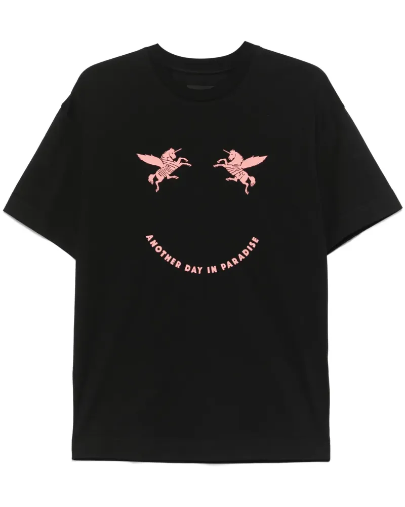 Givenchy T-Shirt aus Baumwolle mit Einhorn-Stickerei - Schwarz Schwarz