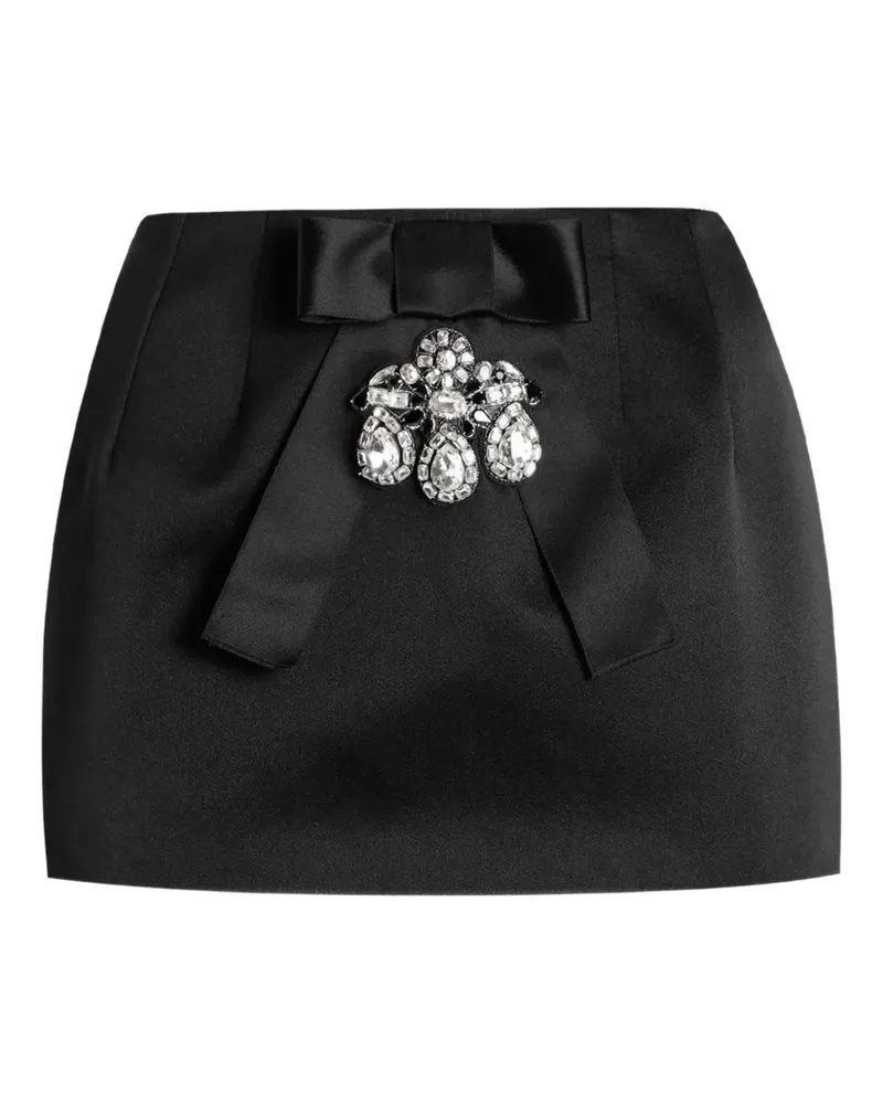 Dolce & Gabbana Kristallverzierter Minirock mit Schleifendetail - Schwarz Schwarz