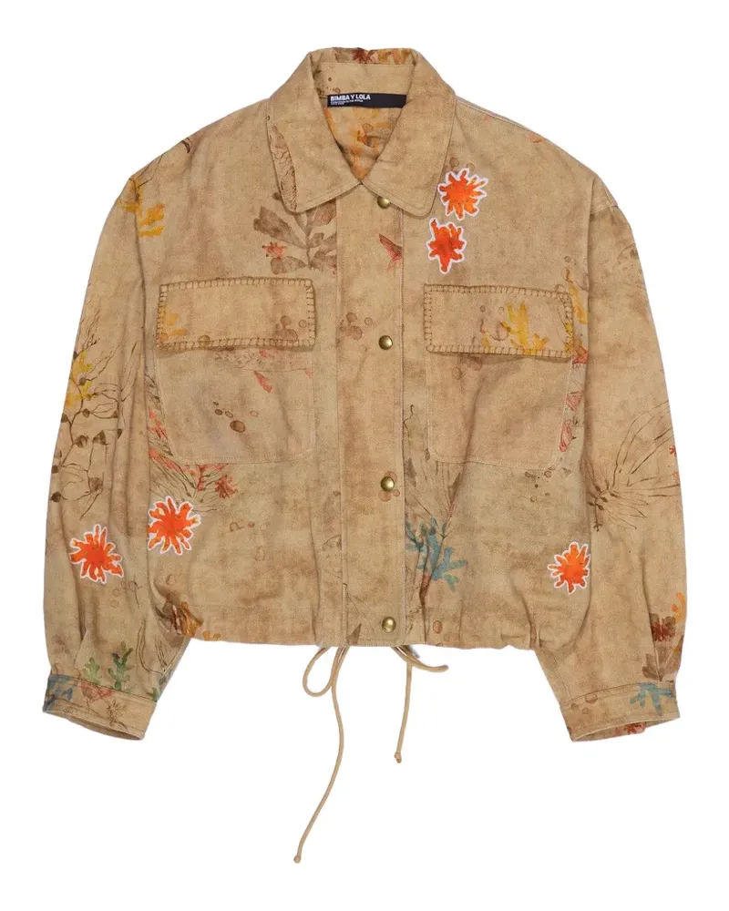 BIMBA Y LOLA floral-print collared jacket - Nude Nude