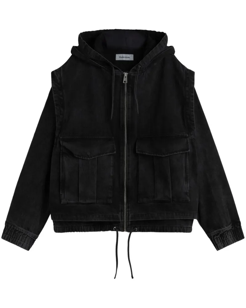 Études Studio Jeansjacke mit Kapuze - Schwarz Schwarz