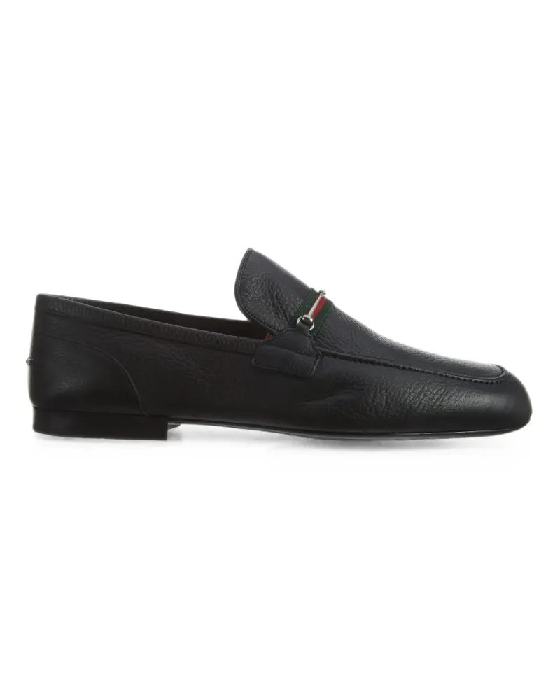 Gucci Flache Loafer mit Webstreifen - Schwarz Schwarz