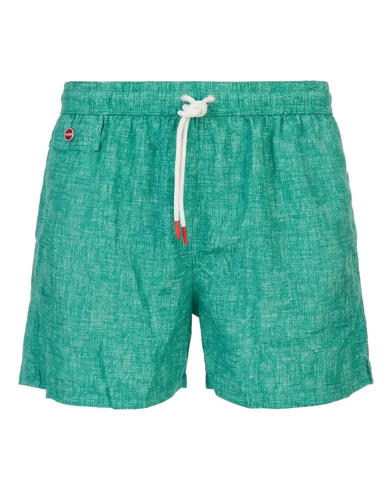 Kiton crosshatch-texture drawstring swim shorts - Grün Grün