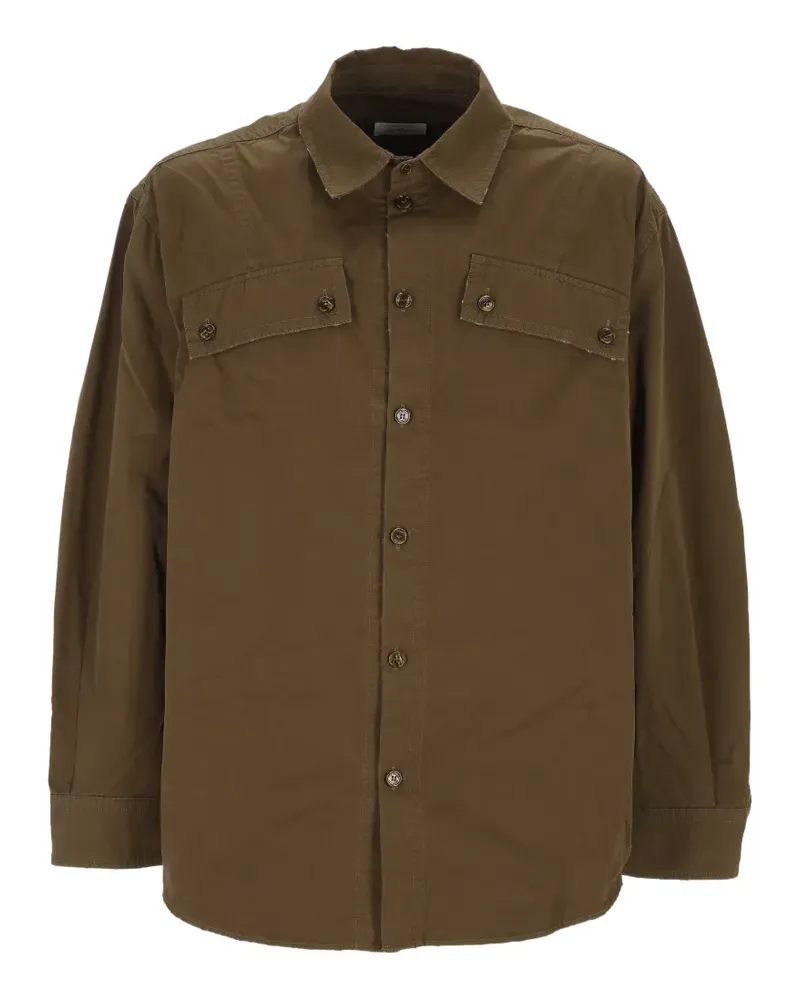 OFF-WHITE logo-print flap-pocket shirt - Braun Braun
