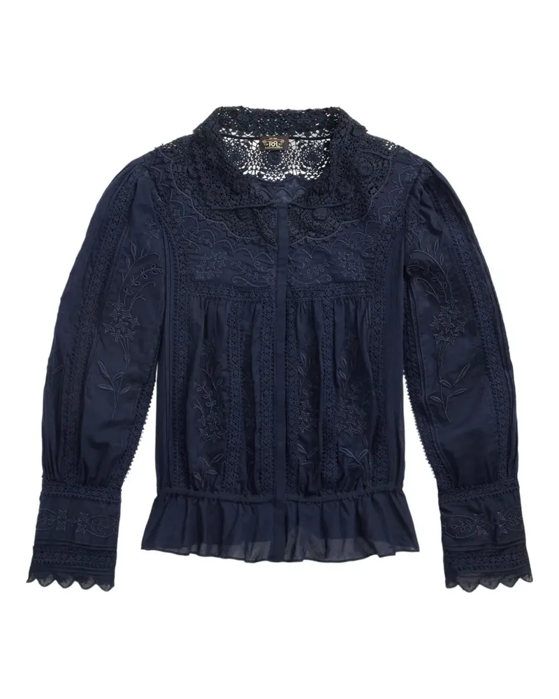 Ralph Lauren Bluse mit Spitzeneinsätzen - Blau Blau