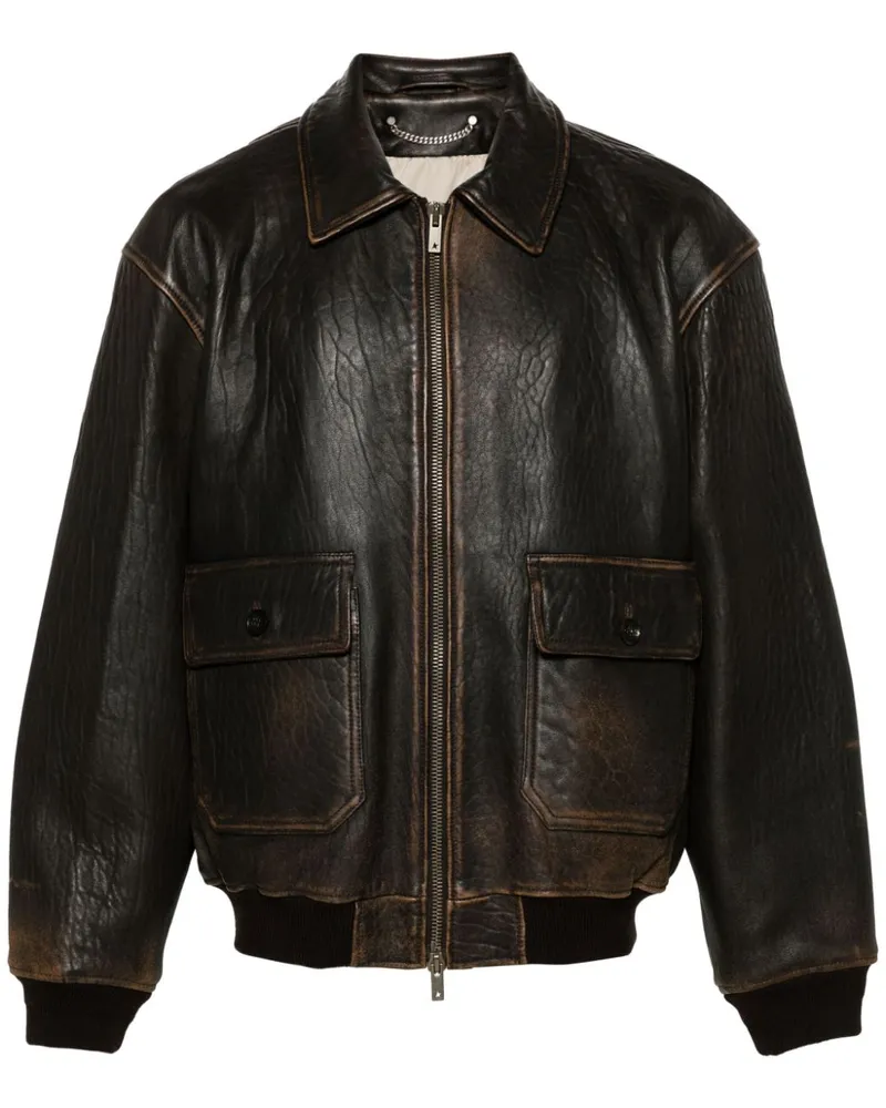 Golden Goose Louis Pilotenjacke aus Leder Braun