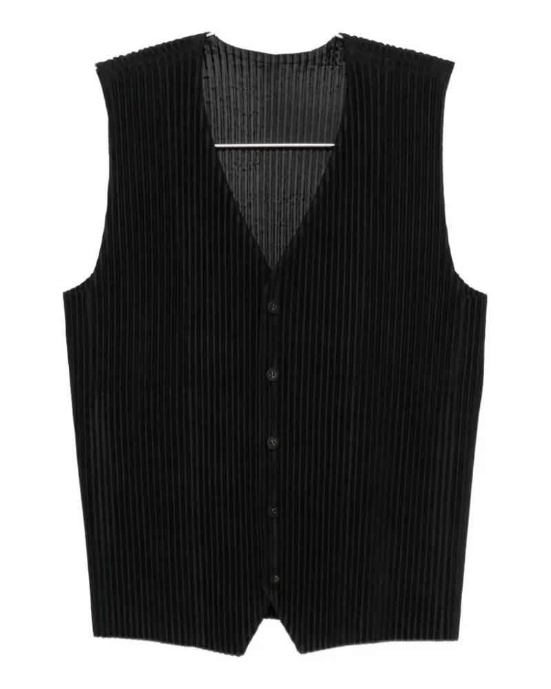 Issey Miyake plissé-effect waistcoat - Schwarz Schwarz