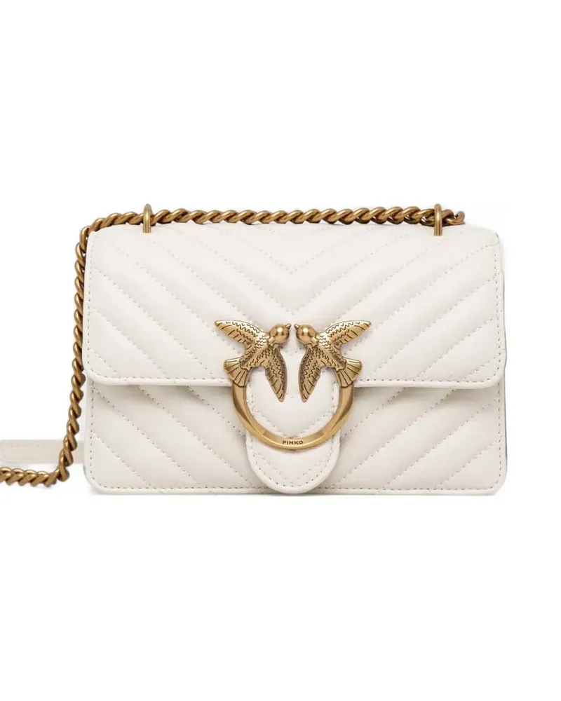 Pinko Kleine Love Schultertasche mit Zickzackmuster - Nude Nude