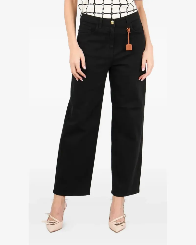 Elisabetta Franchi Five-Pocket-Jeans mit Logo-Anhänger - Schwarz Schwarz
