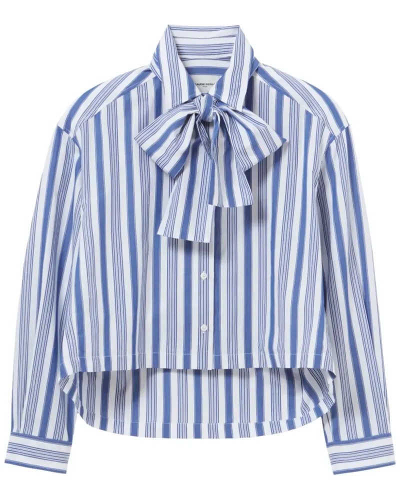Claudie Pierlot Gestreiftes Hemd mit Schleifenkragen - Blau Blau