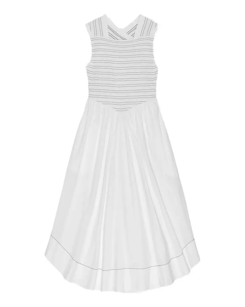Ganni Midikleid mit eckigem Ausschnitt - Weiß Weiß