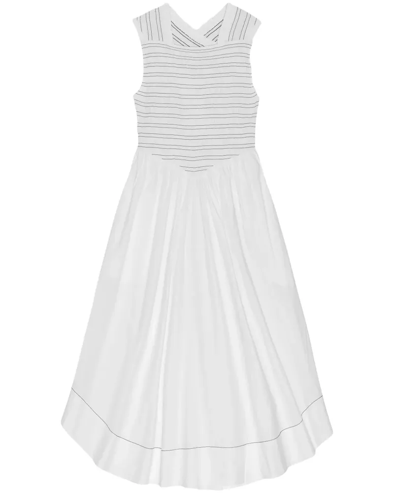 Ganni Midikleid mit eckigem Ausschnitt - Weiß Weiß