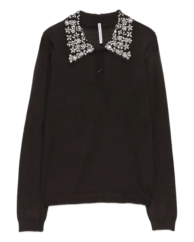 Liviana Conti Polokragen-Pullover mit verziertem Kragen - Braun Braun