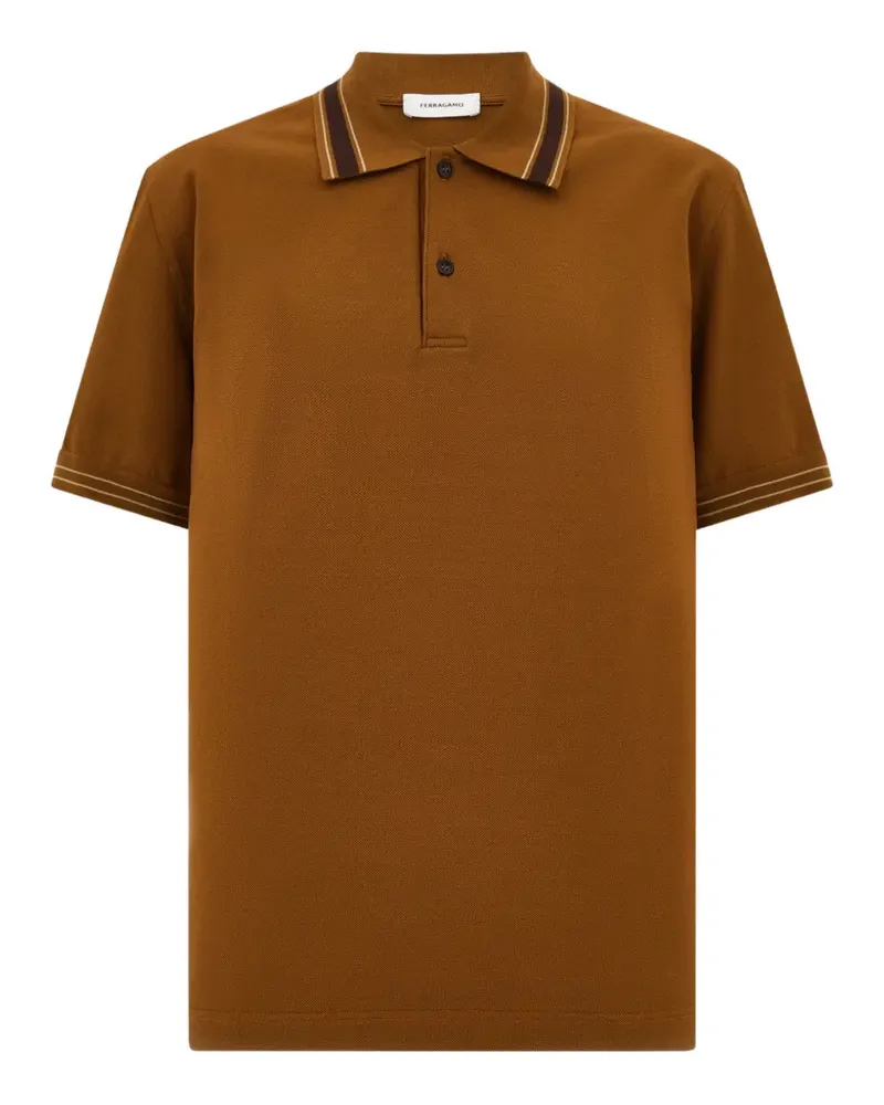 Ferragamo Poloshirt mit gestreiften Details - Braun Braun