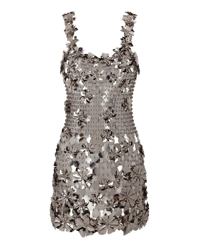 Paco Rabanne Minikleid mit Blumenapplikation - Gold Gold