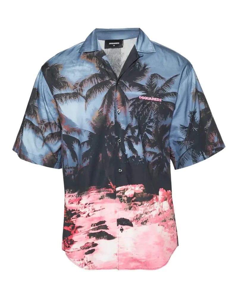 Dsquared2 sunrise-print cotton shirt - Blau Blau