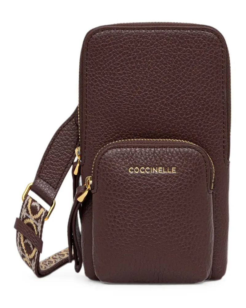 Coccinelle mini  Pixie pebbled leather phone bag - Braun Braun
