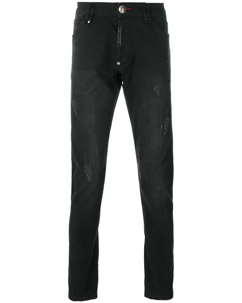 Philipp Plein Schmale Distressed-Jeans - 02PA NERO 02pa