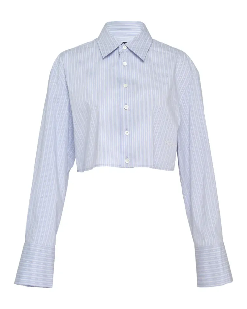 WE 11 DONE striped cropped shirt - Blau Blau