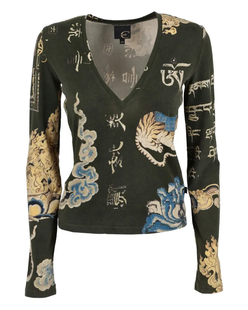 Just Cavalli Oriental-print top - Grün Grün