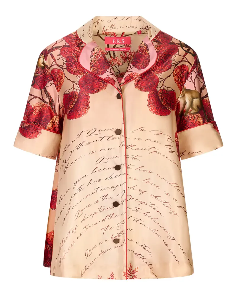 For Restless Sleepers graphic-print silk shirt - Nude Nude