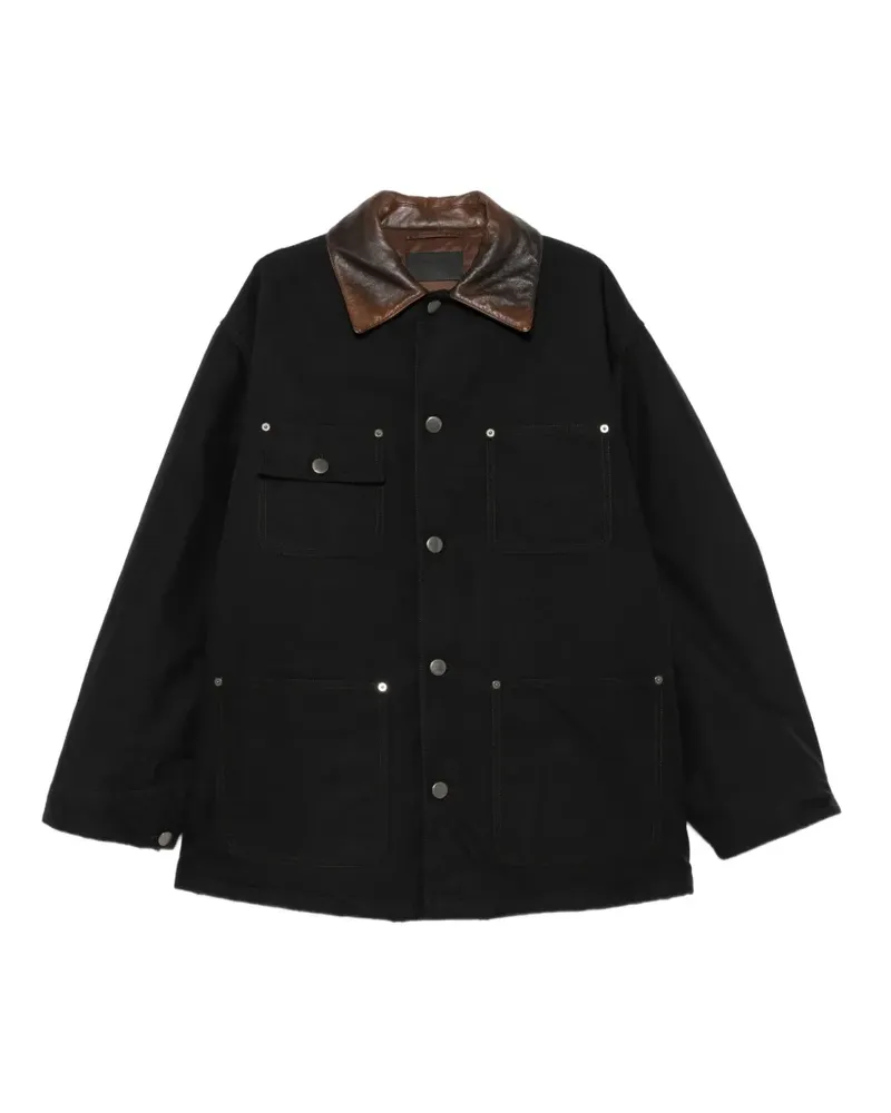 Prada button-up leather-collar jacket - Schwarz Schwarz