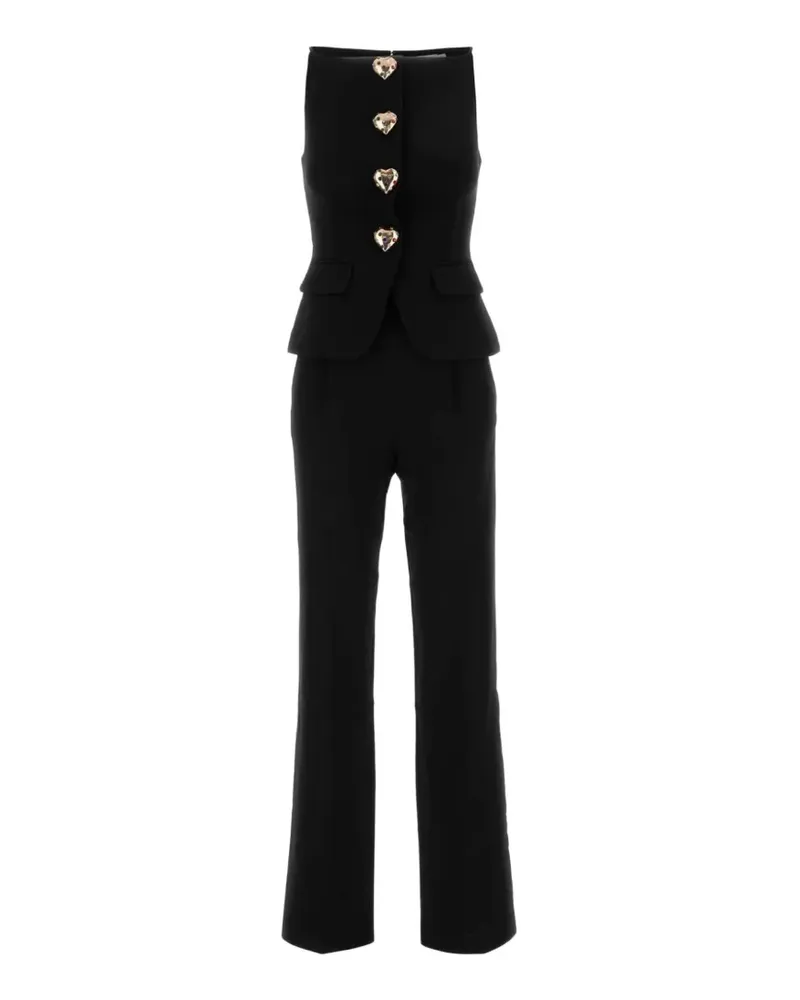 Self-Portrait Jumpsuit aus Krepp - Schwarz Schwarz