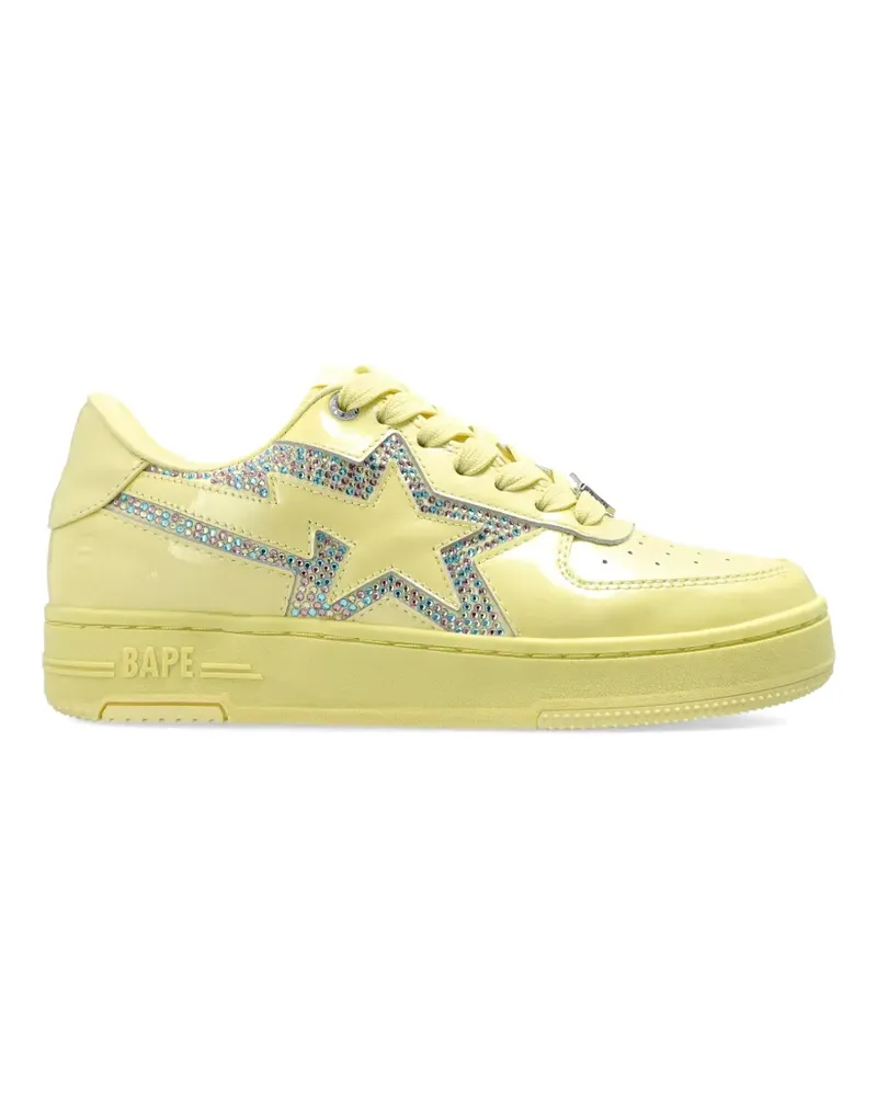 BAPE Bape Sta crystal-embellished leather sneakers - Gelb Gelb