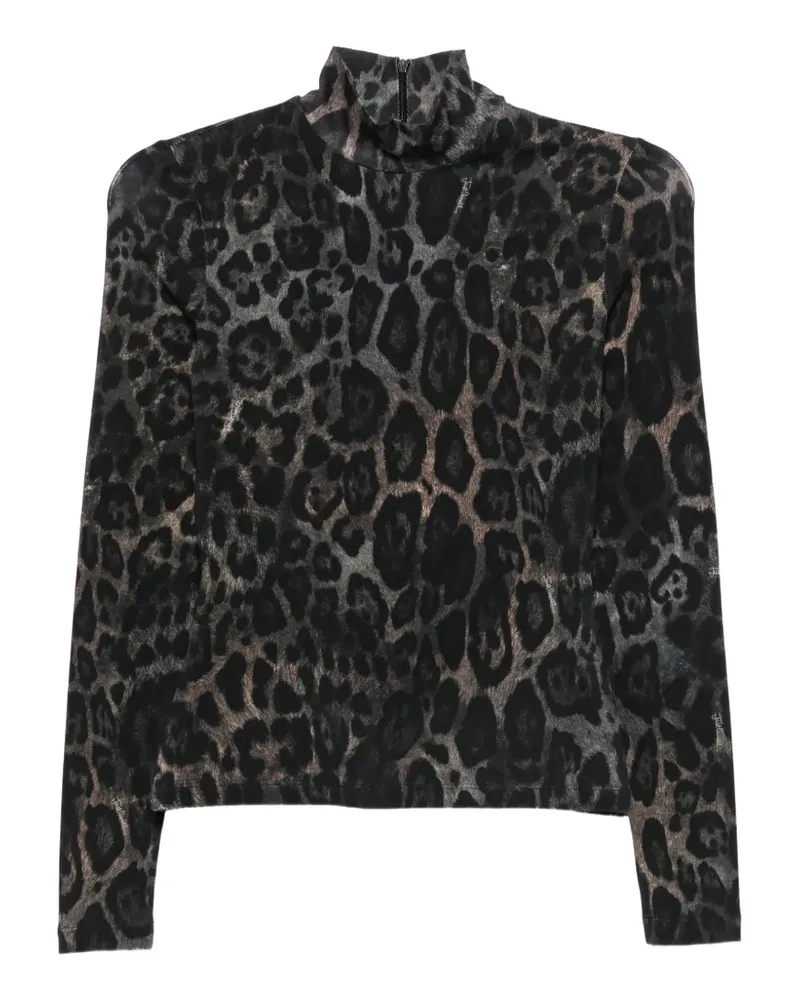 Just Cavalli Top mit Leopardenprint - Schwarz Schwarz