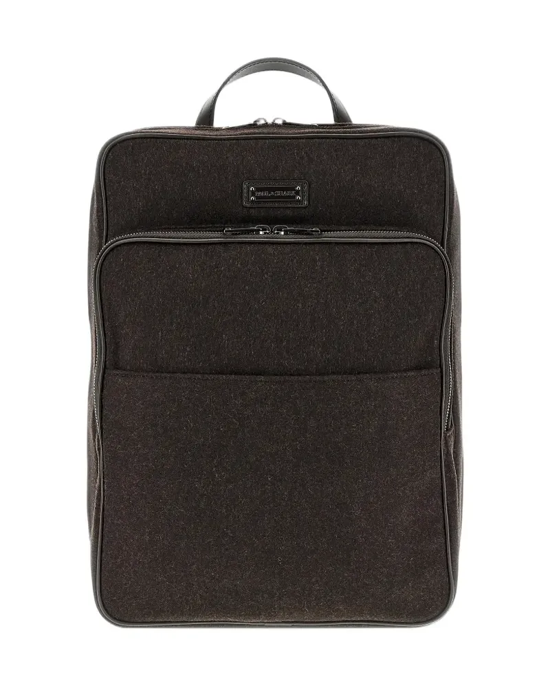 Paul & Shark Kaschmirrucksack mit Lederbesatz - Braun Braun