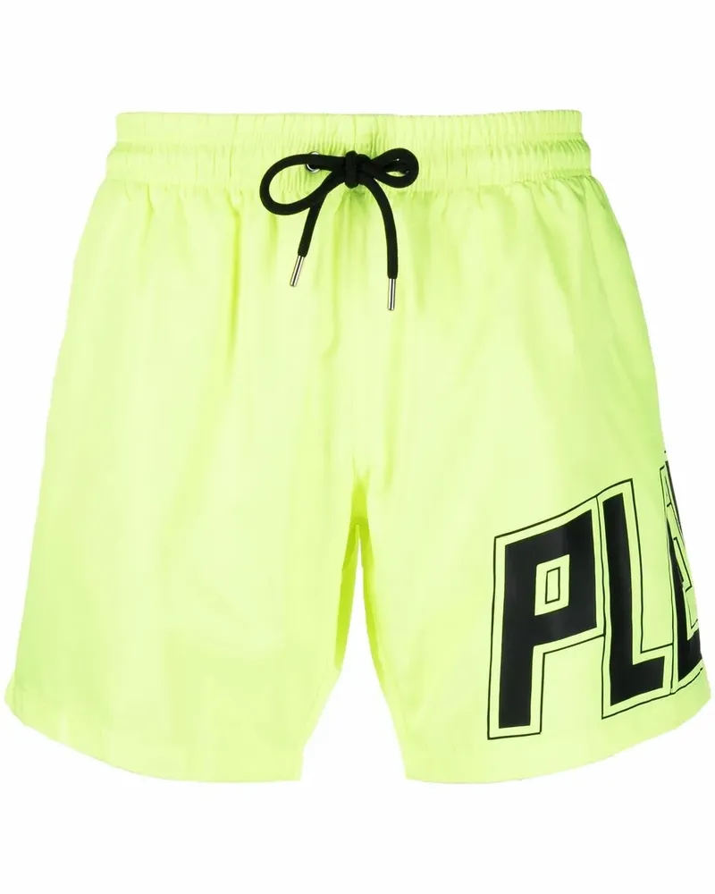 Philipp Plein Badeshorts mit Logo-Print - Gelb Gelb