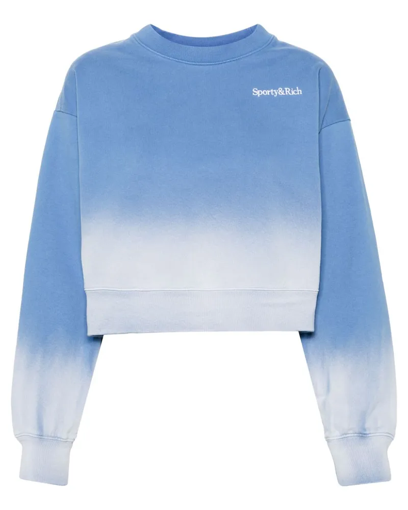 SPORTY & RICH Cropped-Sweatshirt mit Logo-Stickerei - Blau Blau