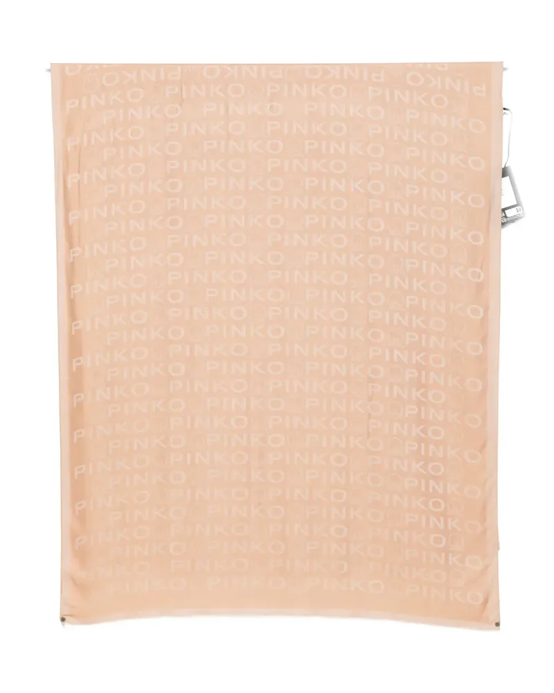 Pinko logo frayed scarf - Nude Nude
