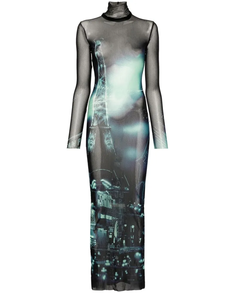 Jean Paul Gaultier Kleid in Netzoptik - Schwarz Schwarz