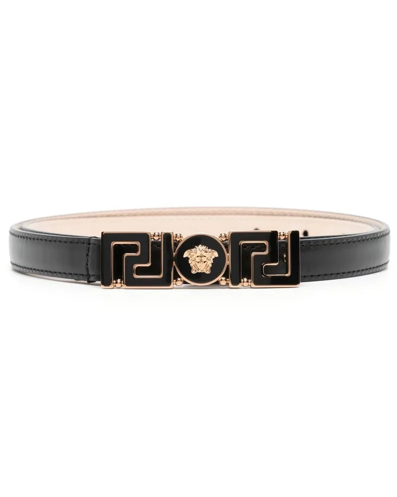 Versace Gürtel mit Greca-Schild - Schwarz Schwarz