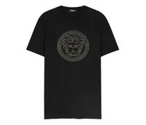 T-Shirt mit Medusa-Applikation - Schwarz