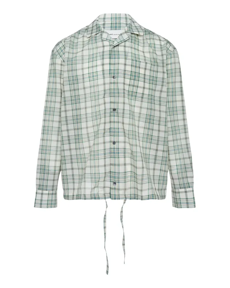 AMI Paris check-pattern drawstring-hem boxy-fit shirt - Grün Grün
