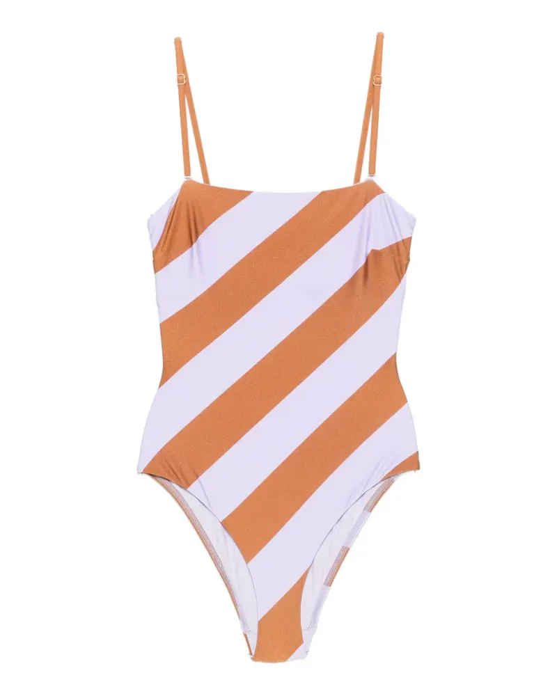 Zimmermann Gestreifter Indra Badeanzug - Orange Orange