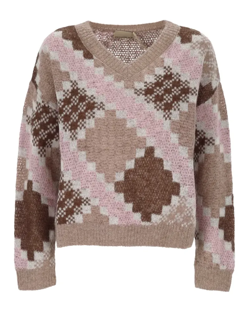 Pennyblack argyle-knit V-neck sweater - Rosa Rosa