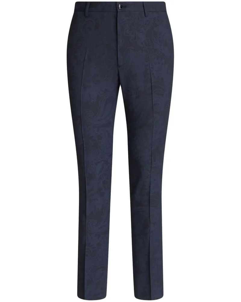 Etro Gerade Hose mit Jacquardmuster - Blau Blau