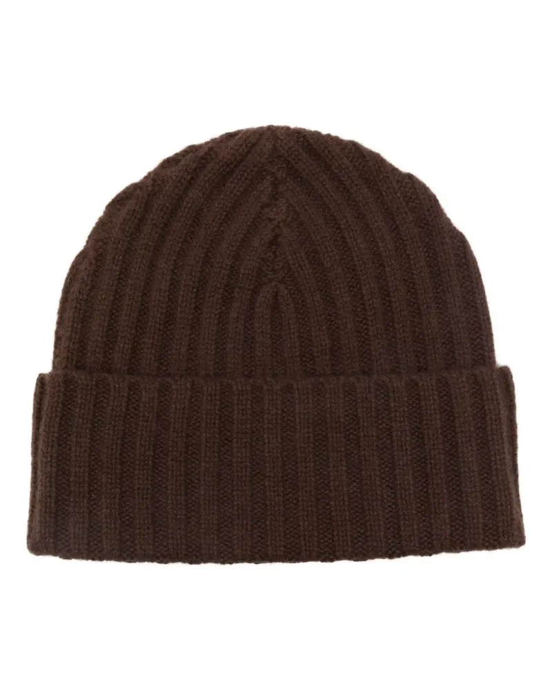 Liska Gerippte Kaschmirbeanie - Braun Braun