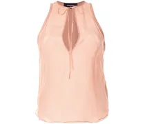 Ärmellose Seidenbluse - Rosa