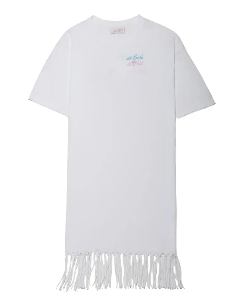 MC2 Saint Barth logo-print fringed mini dress - Weiß Weiß